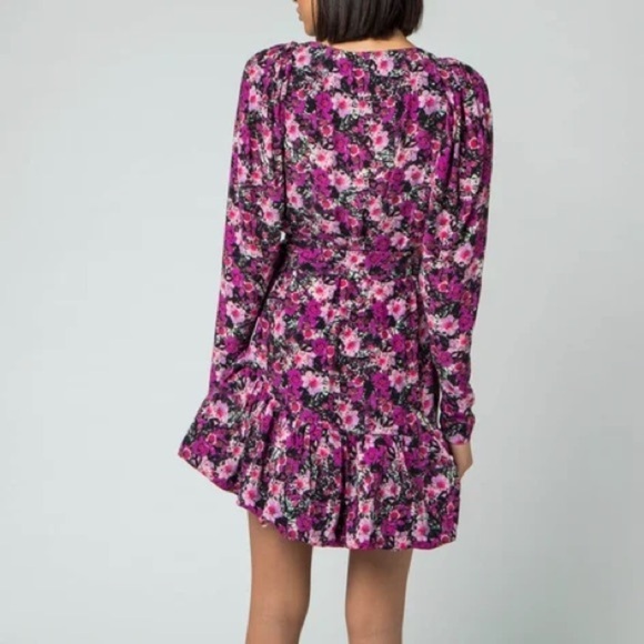 NWT Rotate Birger Christensen Nancy Purple Black Cherry Flower Floral Dress 10 - Picture 3 of 16